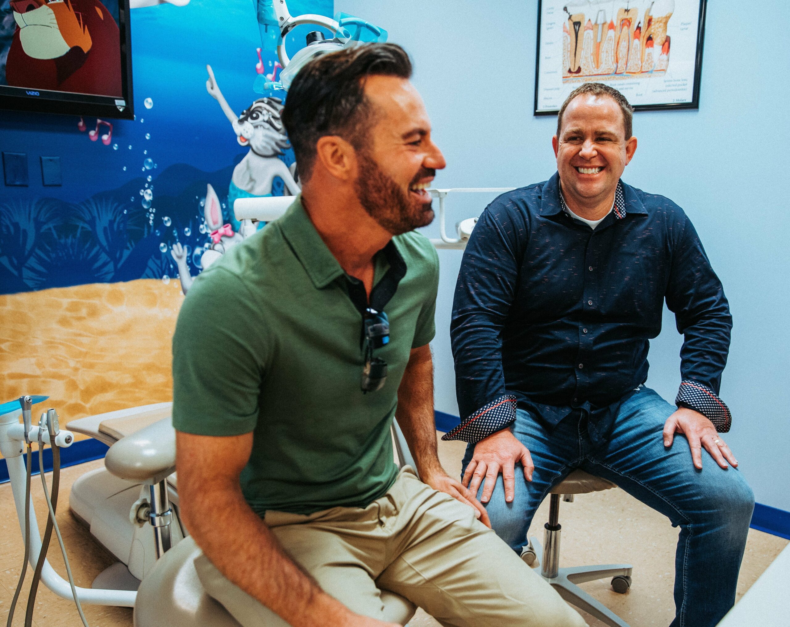 Emmet and Dr. Evans in dental office